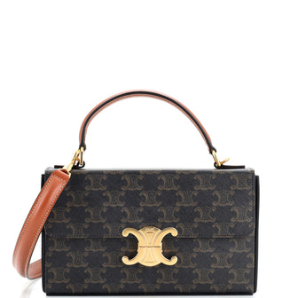 Celine Triomphe Box Top Handle Bag Triomphe Coated Canvas