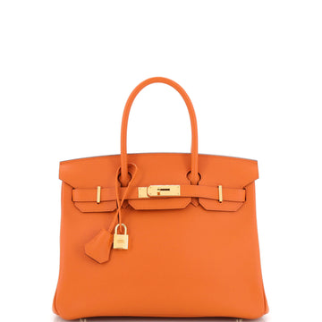 Hermes Birkin Handbag Orange Epsom with Gold Hardware 30