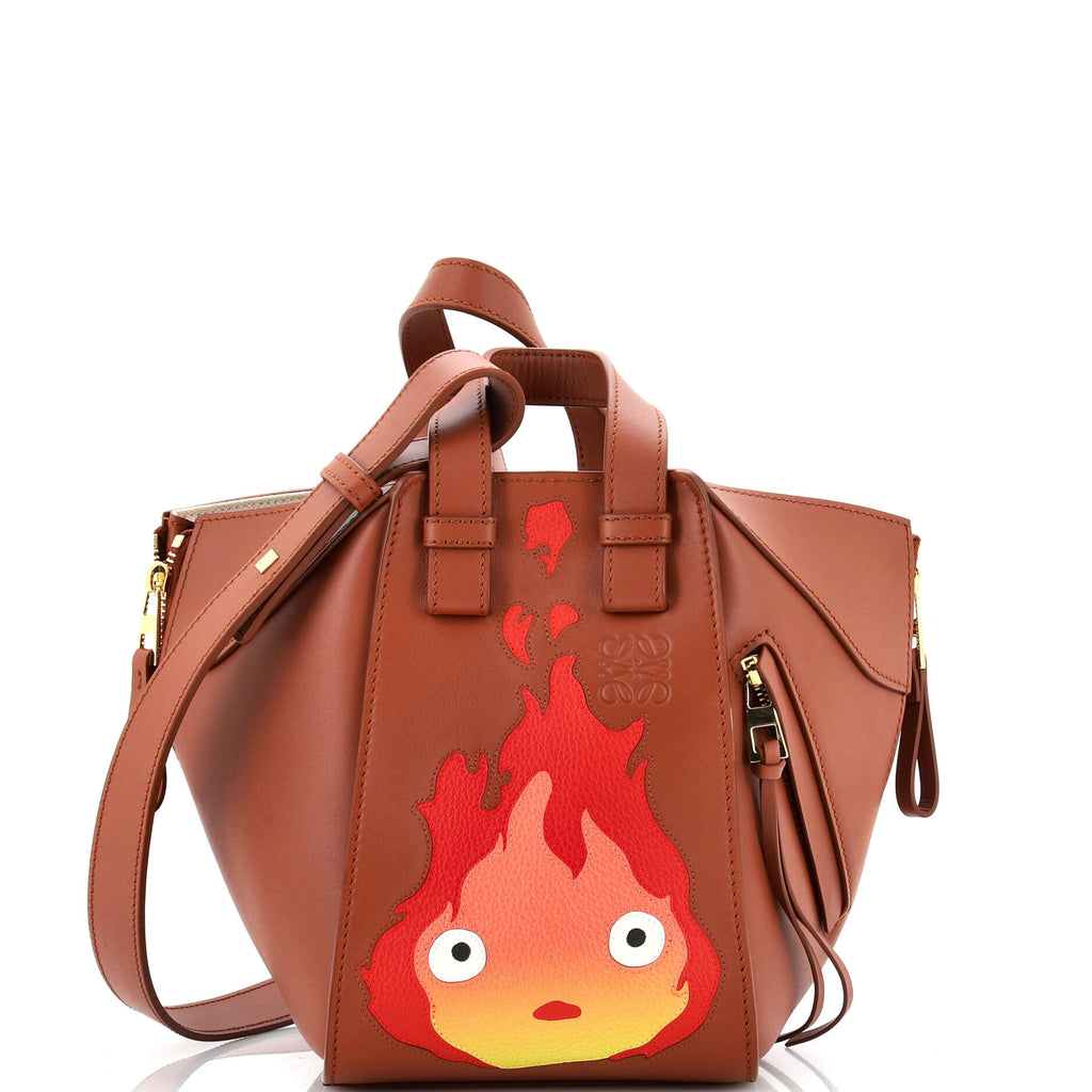 Loewe Howl's Moving Castle Hammock Bag Printed Leather Small Brown