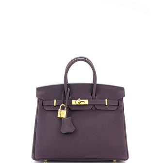 Hermes Birkin Handbag Purple Togo with Gold Hardware 25