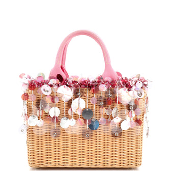 Prada Basket Bag Wicker with Sequins Small