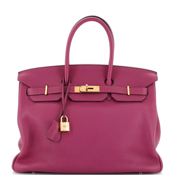 Hermes Birkin Handbag Pink Clemence with Gold Hardware 35