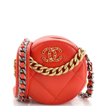 Chanel 19 Round Clutch with Chain Quilted Leather