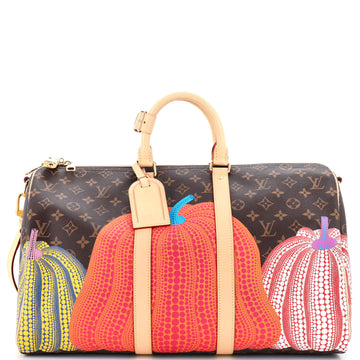 Louis Vuitton Keepall Bandouliere Bag Yayoi Kusama Pumpkins Monogram Canvas 45