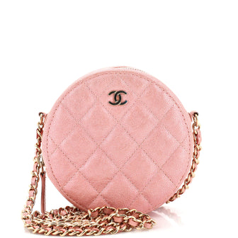 Chanel Round Clutch with Chain Quilted Iridescent Caviar Mini