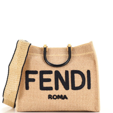 Fendi Sunshine Shopper Tote Woven Raffia Medium