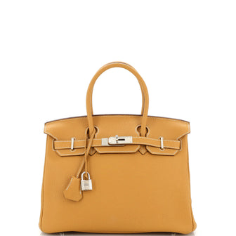 Hermes Birkin Handbag Brown Fjord with Palladium Hardware 30