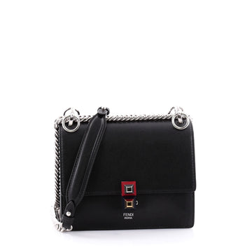 Fendi Kan I Handbag Leather Small Black 2389301