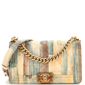 Chanel Cuba Boy Flap Bag Quilted Painted Caviar Old Medium