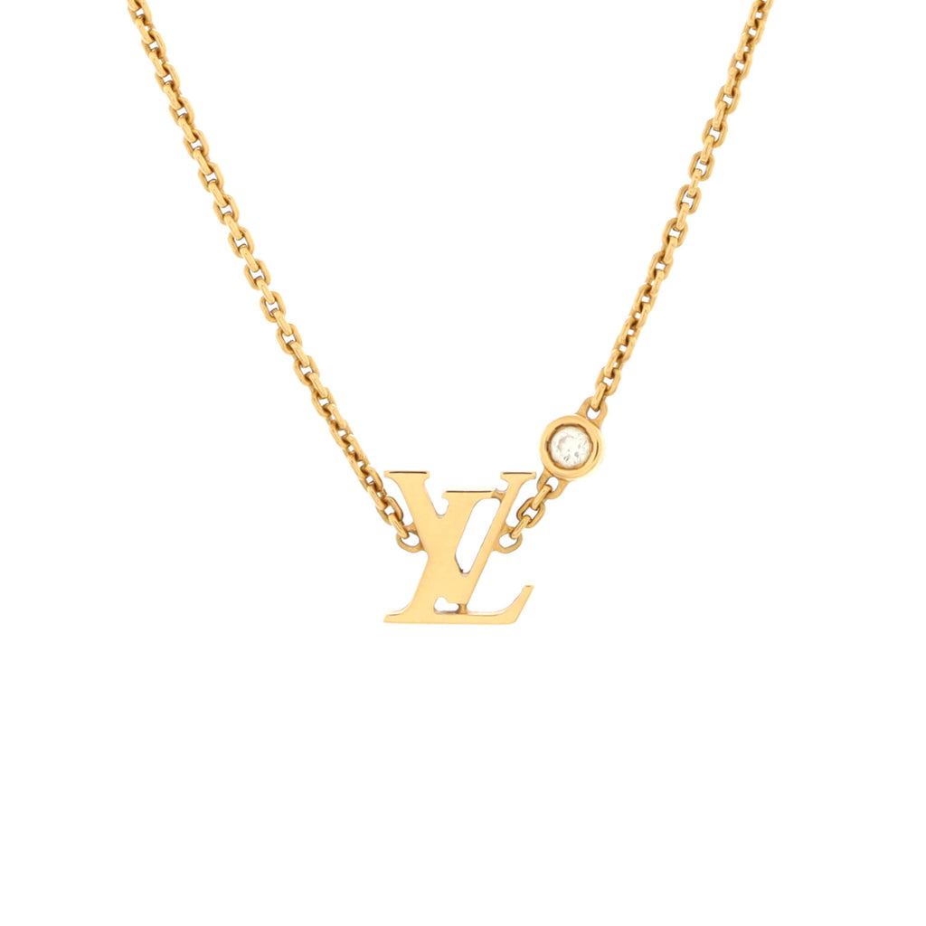 LOUIS VUITTON 18K Yellow Gold Diamond Idylle Blossom LV Pendant Necklace  375458
