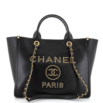 Chanel Deauville Tote Studded Caviar Small
