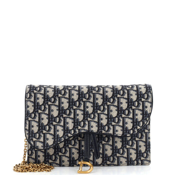 Christian Dior Saddle Chain Clutch Oblique Canvas