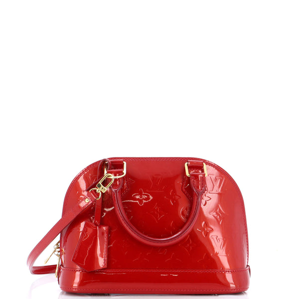 Louis Vuitton Alma Shoulder Bag BB Red Leather Monogram Vernis for sale  online