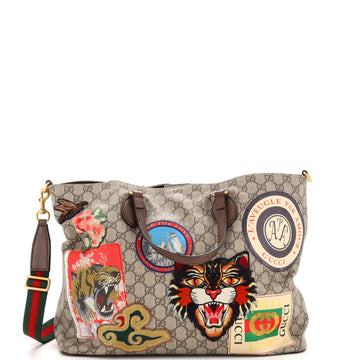 Gucci Courrier Convertible Soft Open Tote GG Coated Canvas with Applique Large