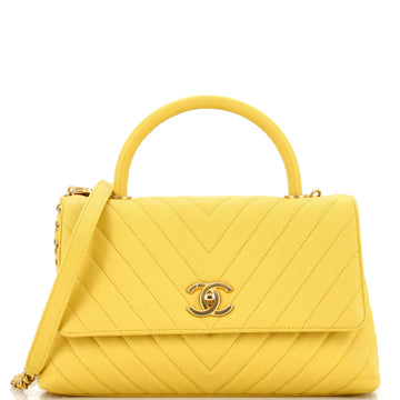 Chanel Coco Top Handle Bag Chevron Caviar Medium