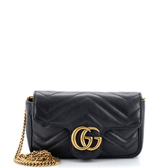 Gucci Black Matelasse Leather Mini GG Marmont Super Bag Gucci