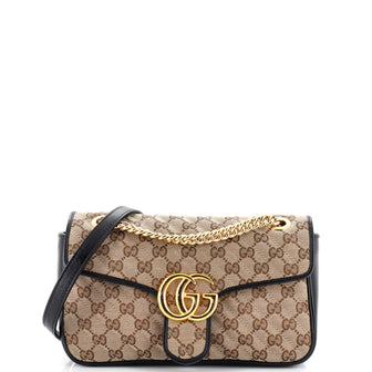 Gucci GG Marmont Flap Bag Diagonal Quilted GG Canvas Small