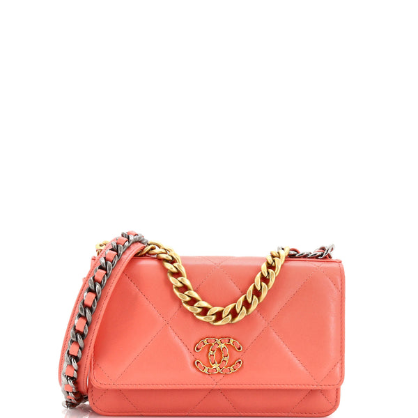 Chanel 19 Wallet on Chain Quilted Lambskin Pink