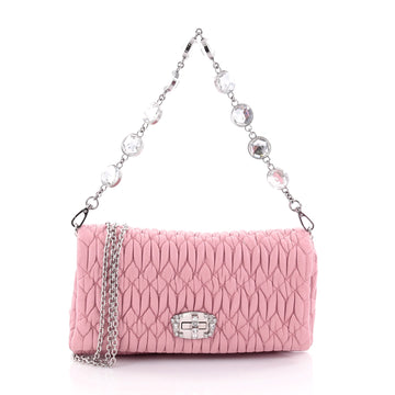 Miu Miu Crystal Clutch Matelasse Leather Small Pink 2392501