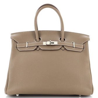 Hermes Birkin Handbag Grey Togo with Palladium Hardware 35