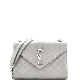 Saint Laurent Classic Monogram Envelope Satchel Mixed Matelasse Leather Medium
