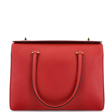 Prada Turnlock Compartment Shoulder Bag Saffiano Leather Medium