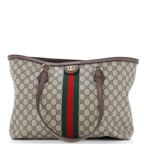 Gucci Ophidia Shopping Tote GG Coated Canvas Medium Brown