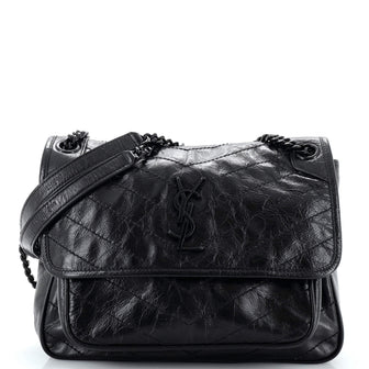 Saint Laurent Niki Chain Flap Bag Matelasse Chevron Leather Medium