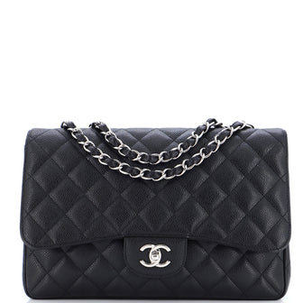 Chanel Classic Single Flap Bag Quilted Caviar Jumbo