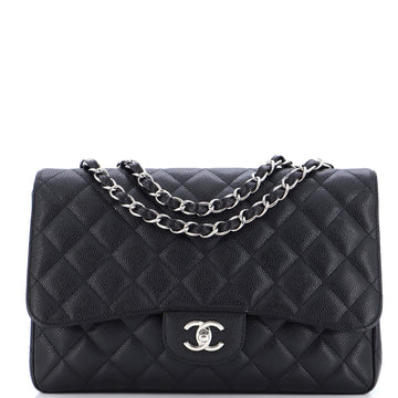 Chanel Classic Single Flap Bag Quilted Caviar Jumbo