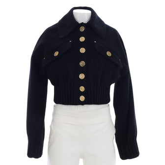 Balmain Women's Cropped Button Up Jacket Wool and Cashmere
