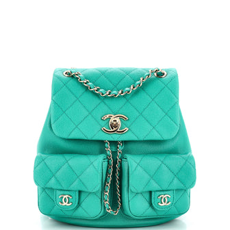 Chanel Duma Pockets Drawstring Backpack Quilted Caviar Small
