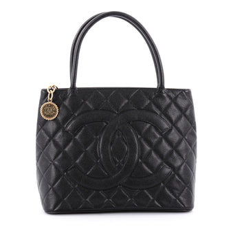 Chanel Medallion Tote Quilted Caviar Black 2397101