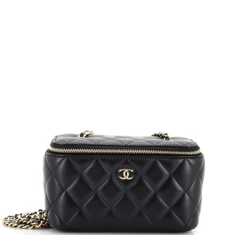 Chanel Classic Vanity Case with Chain Quilted Lambskin Small Black