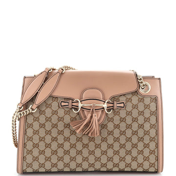 Gucci Emily Chain Flap Shoulder Bag GG Canvas Large
