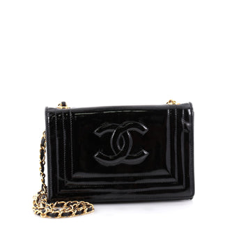 Chanel Vintage CC Stitch Flap Bag Patent Mini Blue