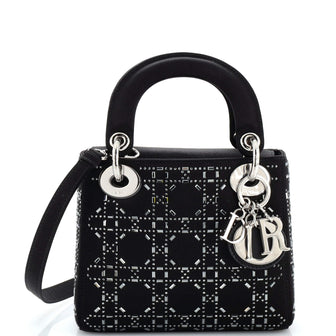 Christian Dior Lady Dior Bag Crystal Embellished Cannage Quilt Satin Mini