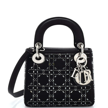 Christian Dior Lady Dior Bag Crystal Embellished Cannage Quilt Satin Mini