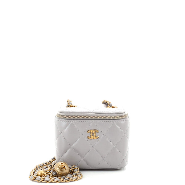 Chanel Pearl Crush Vanity Shoulder Bag Gray Mini