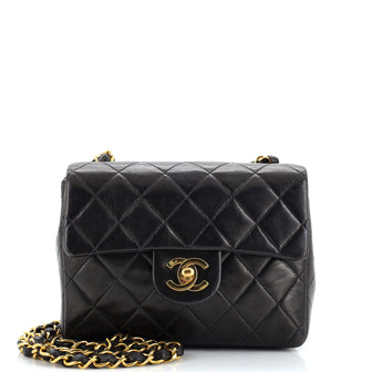 Chanel Vintage Square Classic Single Flap Bag Quilted Lambskin Mini