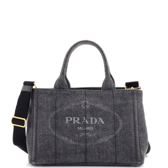 Prada Canapa Convertible Tote Denim Mini