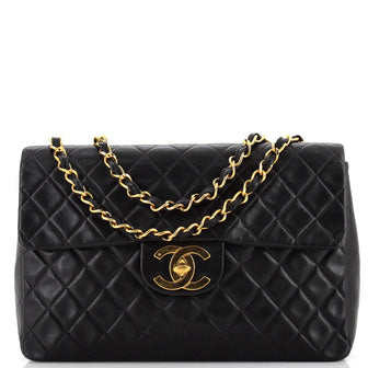 Chanel Vintage Classic Single Flap Bag Quilted Lambskin Maxi