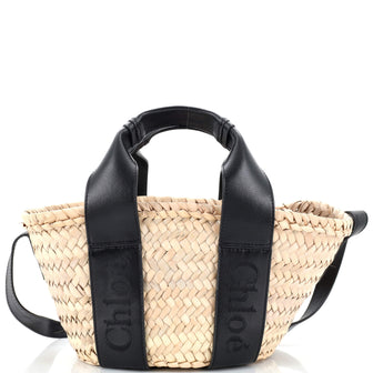 Chloe Sense Basket Raffia with Leather Medium