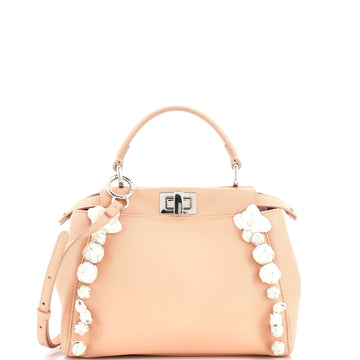 Fendi Rosebud Peekaboo Iconic Bag Leather with Applique Mini