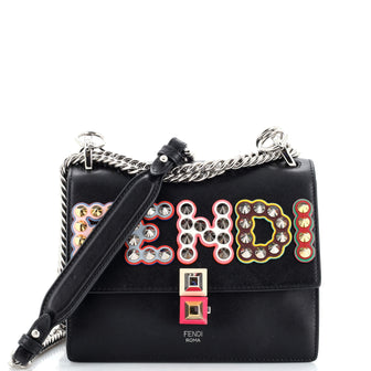 Fendi Kan I Bag Embellished Applique Leather Small