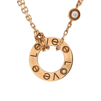 Cartier 2 Diamonds Love Pendant Necklace 18K Rose Gold and Diamonds