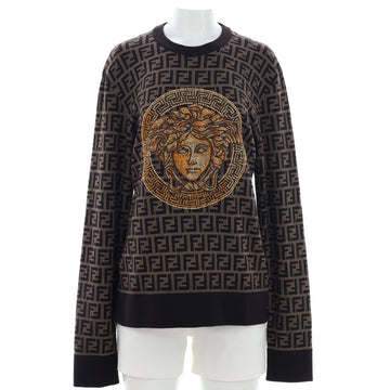 Versace x Fendi Fendace Women's Medusa Crewneck Sweater Embellished Wool