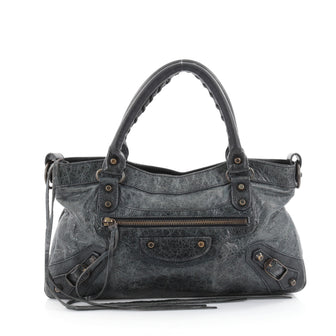Balenciaga First Classic Studs Handbag Leather Blue 2398501