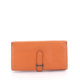 Hermes Bearn Wallet Chevre Mysore Long Orange 2398602