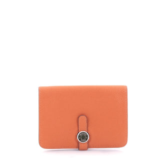 Hermes Dogon Compact Wallet Leather Orange 2398606